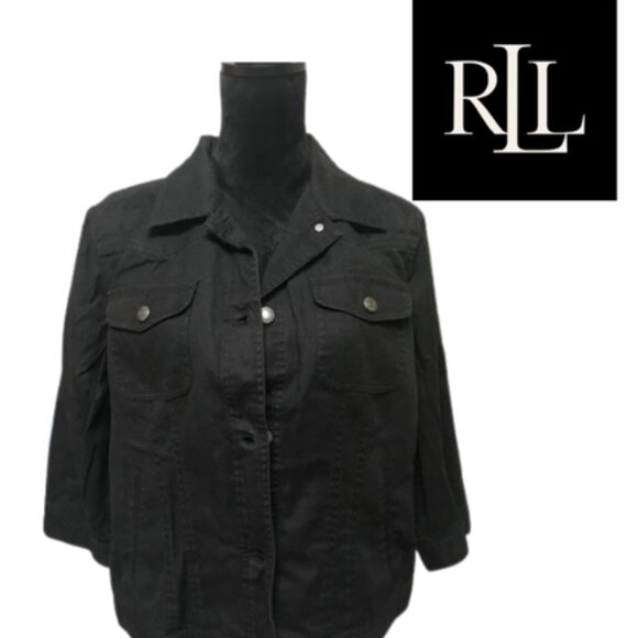 Lauren Ralph Lauren Jackets & Blazers - LAUREN Ralph Lauren Women's Black Denim Jacket Size 1X